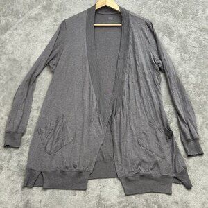 Eileen Fisher Sweater Women's Large Gray Silk Blend Cardigan Lightweight Pockets